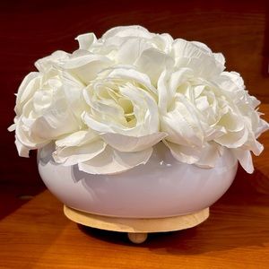 Beautiful Artificial white flowers with ceramic vase